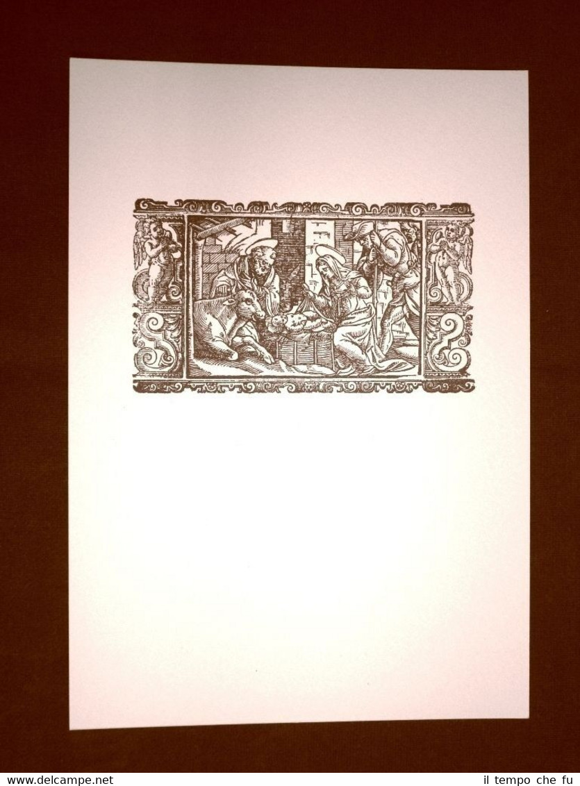 Litografia Natale Adorazione dei pastori Biblia Sacra del 1669 Ristampa