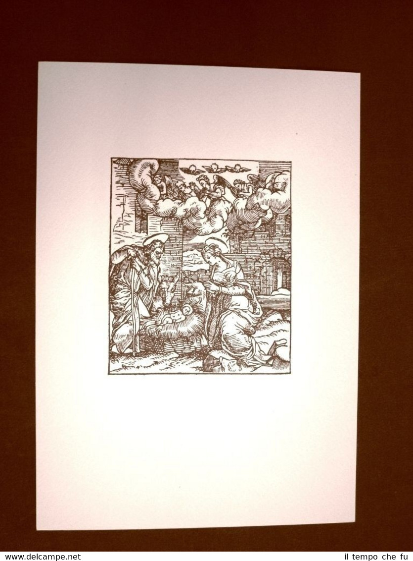 Litografia Natale La Natività Biblia Sacra del 1574 Ristampa
