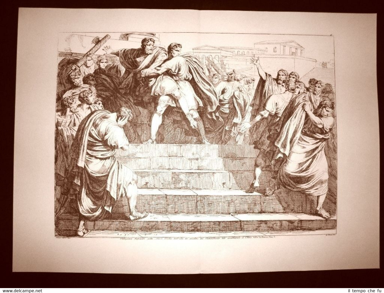 Litografia Tarquinio Superbo e Servio Tullio L'Istoria Romana Bartolomeo Pinelli