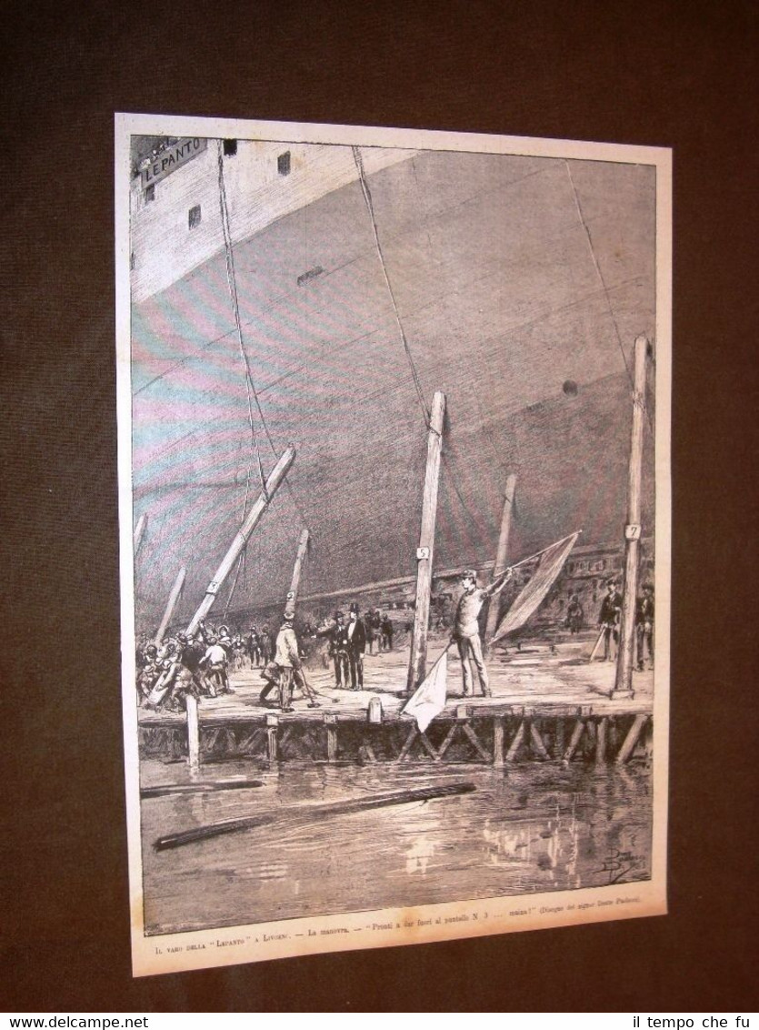 Livorno nel 1883 Varo della nave Lepanto La manovra Disegno …