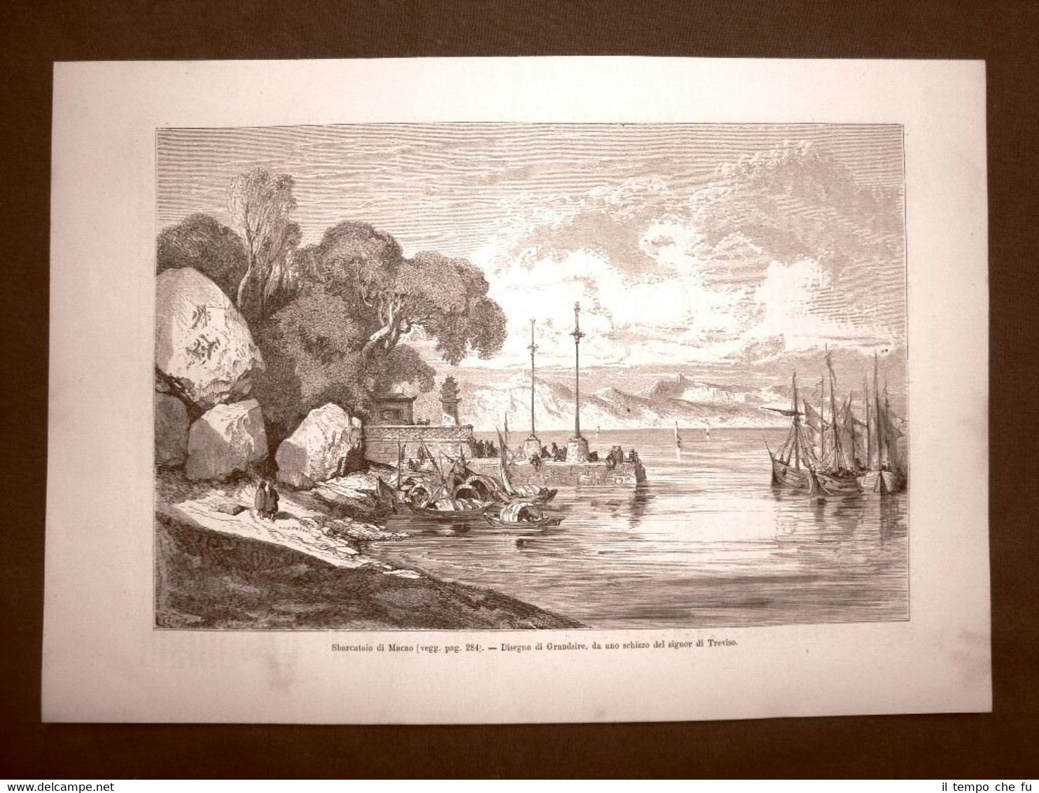 Lo sbarcatoio nel Macao nel 1863 Cina o China Disegno …