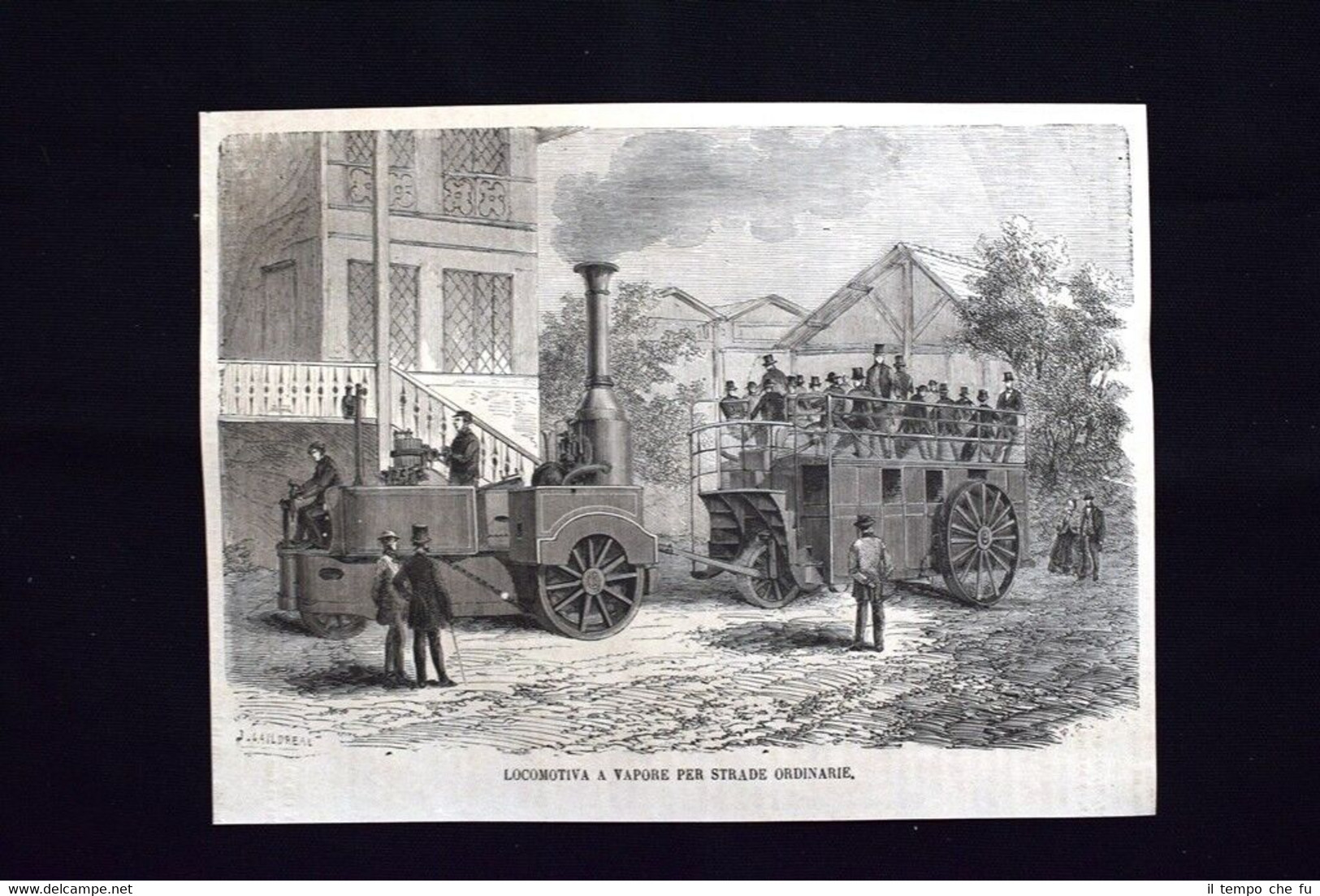 Locomotiva a vapore per strade ordinarie Incisione del 1870