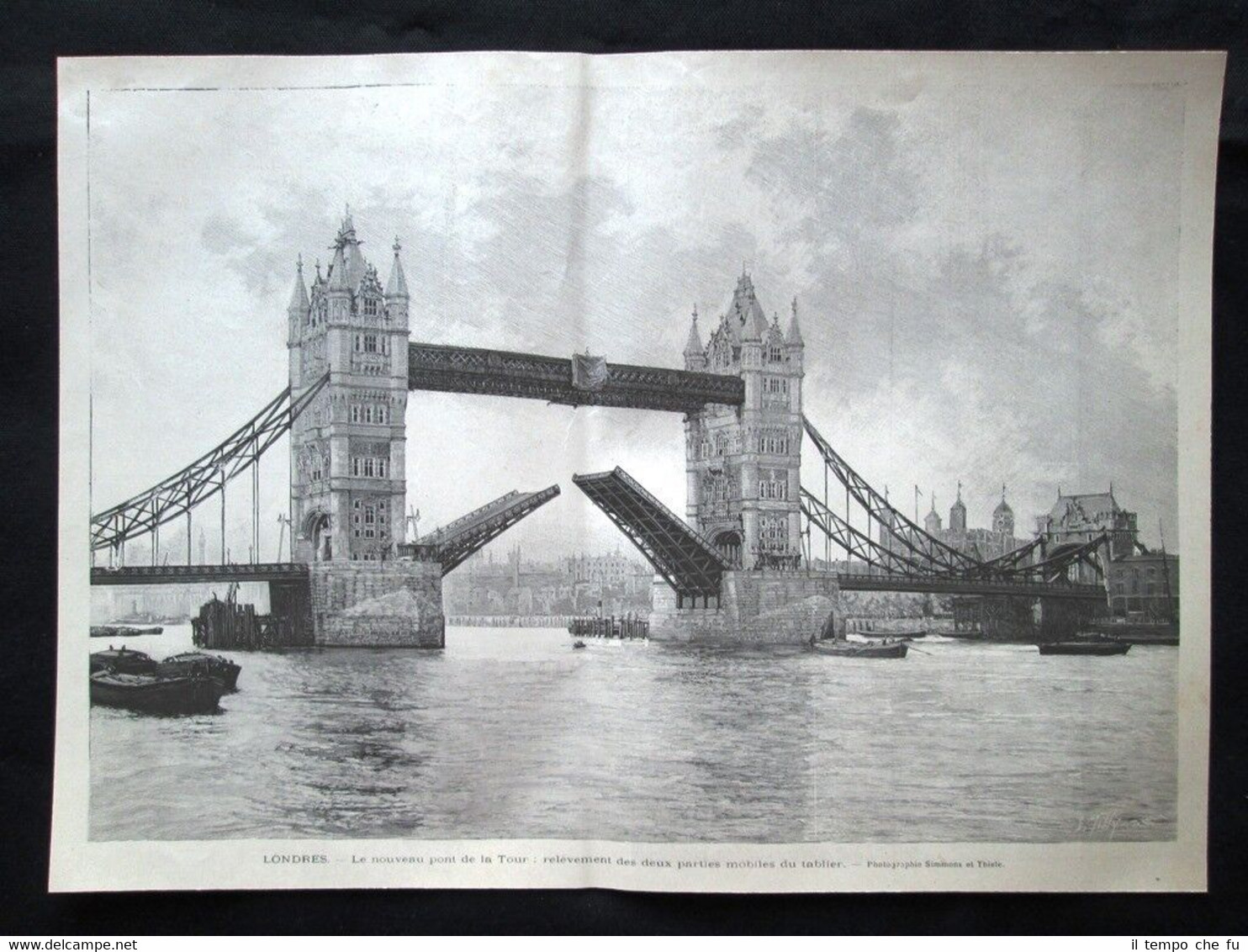 Londra - Il nuovo ponte della Torre Incisione del 1894