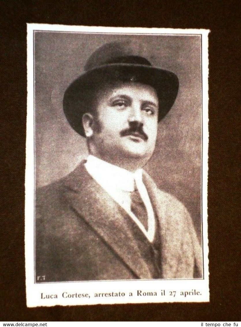 Luca Cortese Arrestato a Roma il 27 Aprile 1917