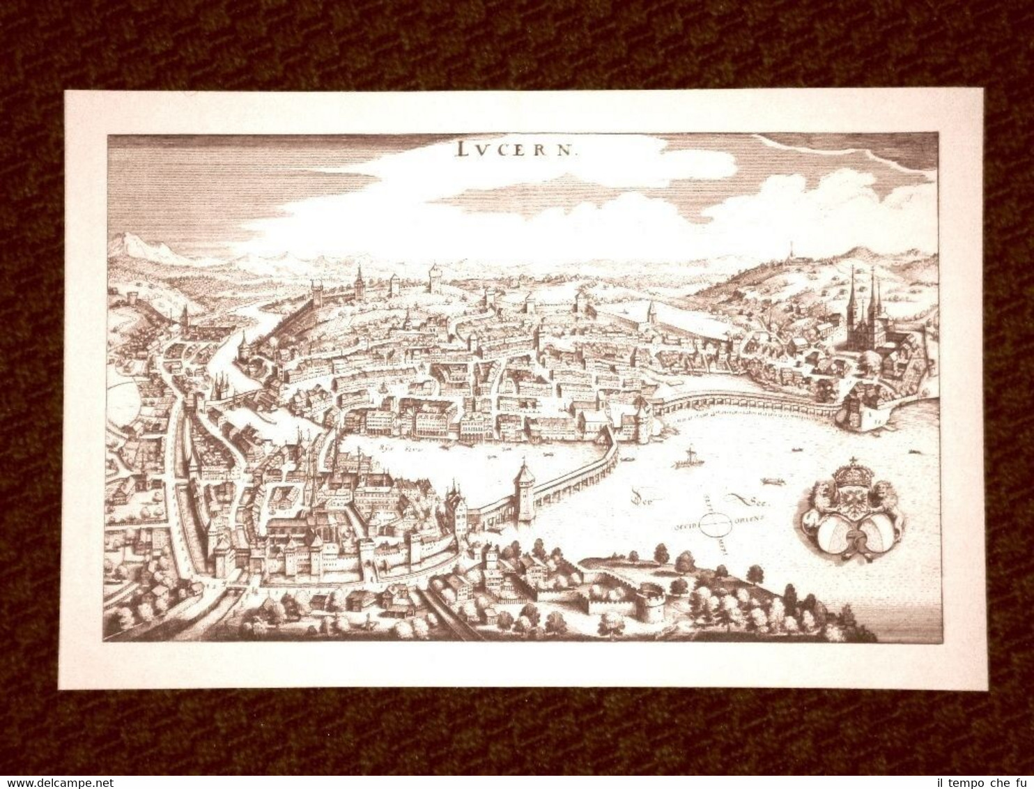 Lucerna - Luzern Svizzera Incisione di Merian Matthäus del 1640 …