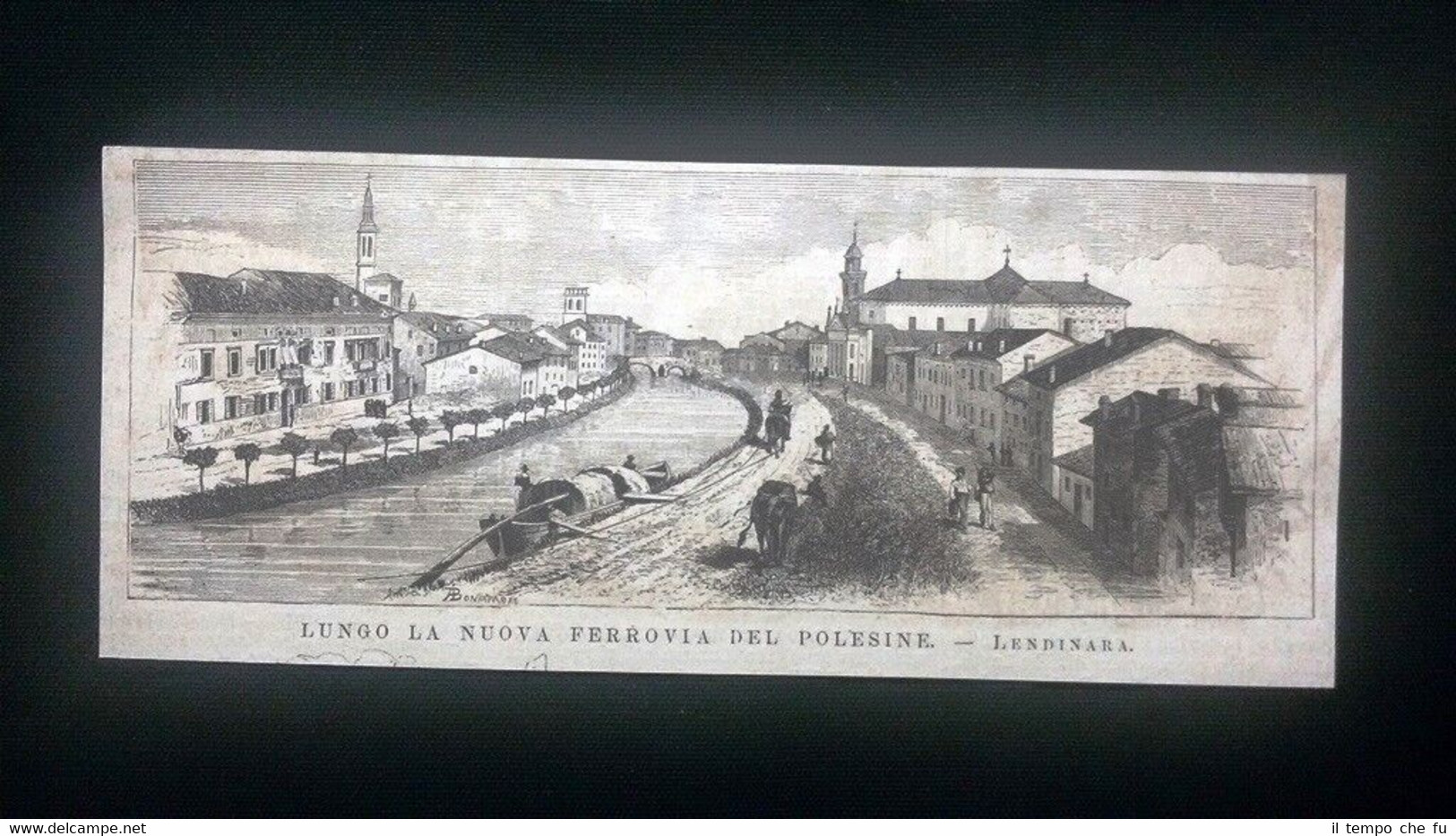 Lungo la nuova ferrovia del Polesine - Lendinara Incisione del …