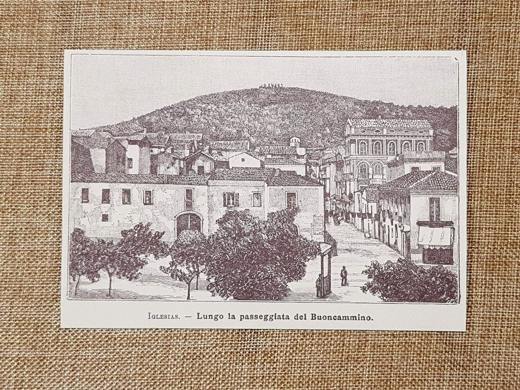 Lungo la passeggiata del Buoncammino a Iglesias nell'800 Sardegna