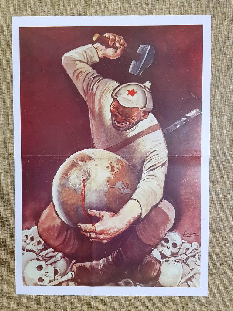 Manifesto di propaganda Fascista Comunismo Ristampa di storica locandina 35x50