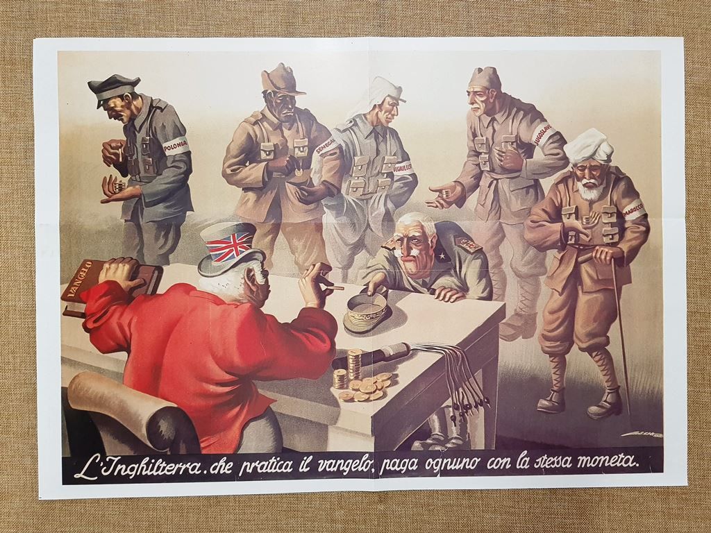 Manifesto di propaganda Fascista Inghilterra Ristampa storica locandina Cm 35x50