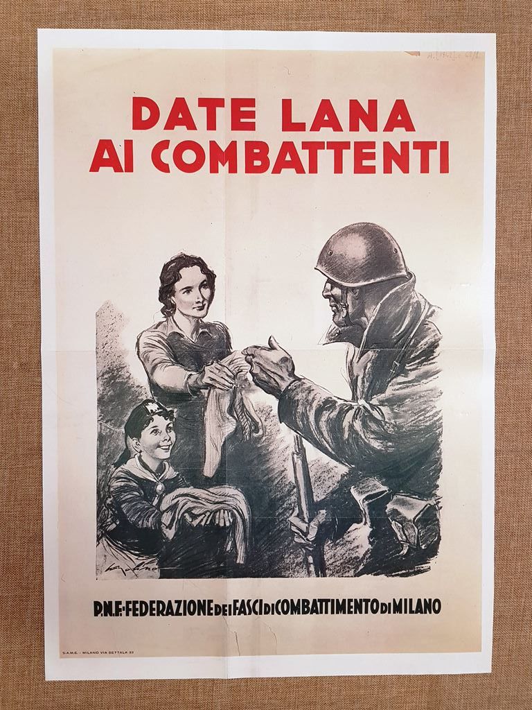 Manifesto di propaganda Fascista La lana Ristampa di storica locandina …