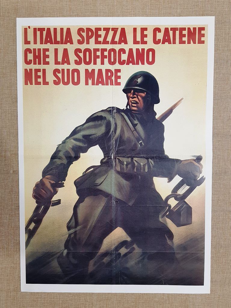 Manifesto di propaganda Fascista WW2 Mare Ristampa di storica locandina …