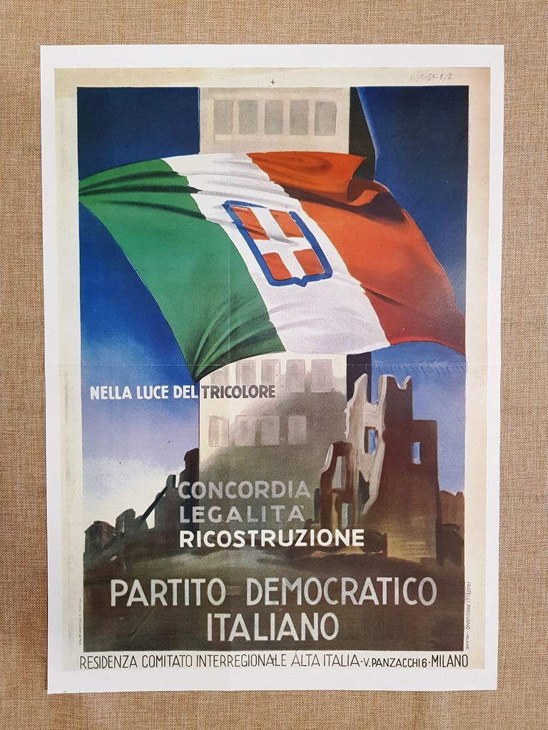 Manifesto Partito Democratico Italiano Ristampa di storica locandina cm 35x50