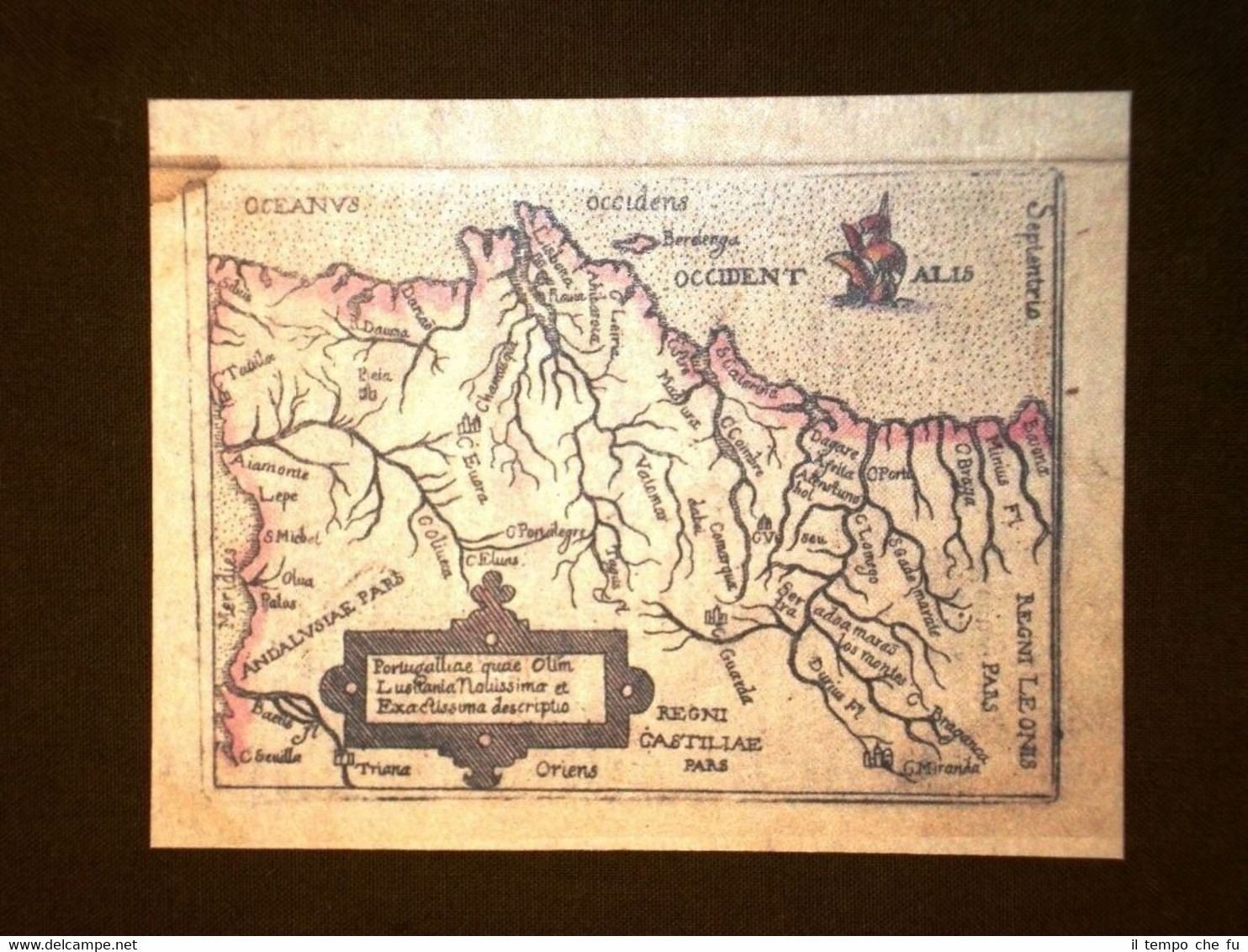 Mappa Portogallo Theatrum Orbis Terrarum 1724 Abraham Ortelius Ortelio Ristampa