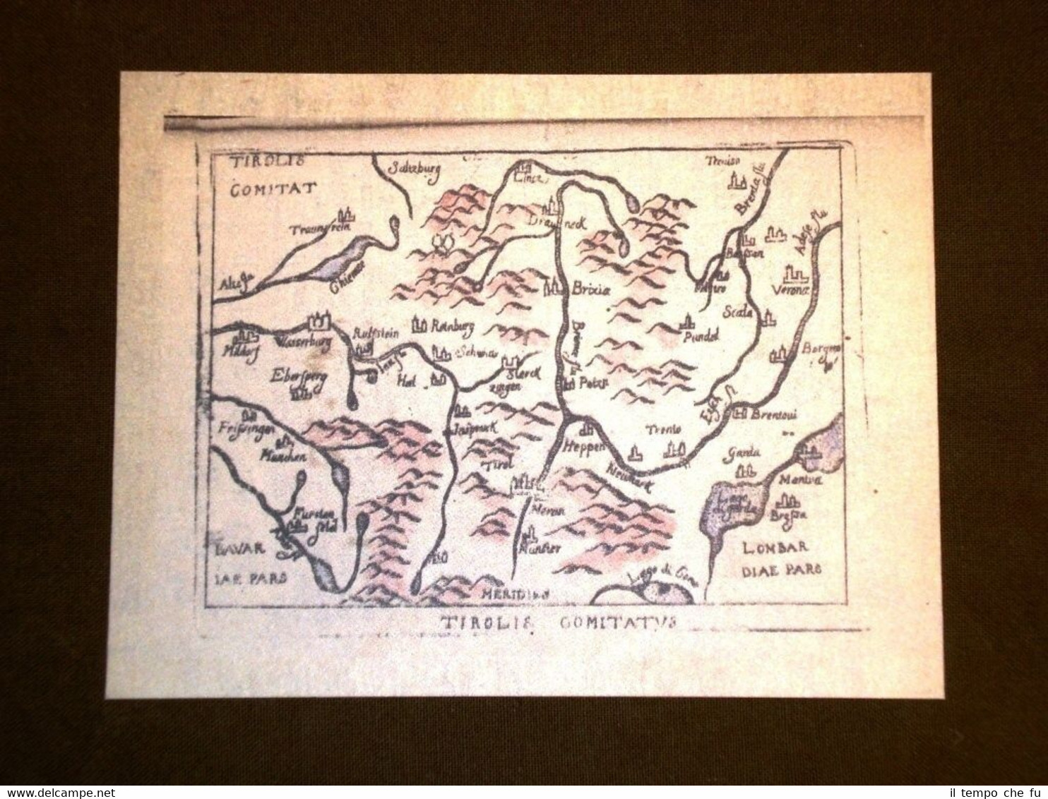 Mappa Tirolo Theatrum Orbis Terrarum 1724 Abraham Ortelius Ortelio Ristampa