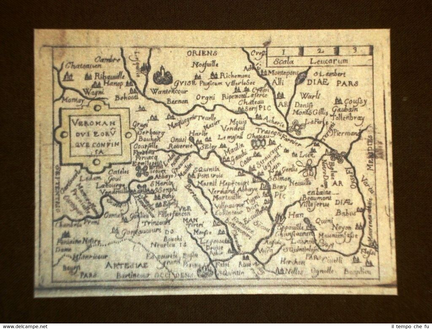 Mappa Vermandois Theatrum Orbis Terrarum 1724 Abraham Ortelius Ortelio Ristampa