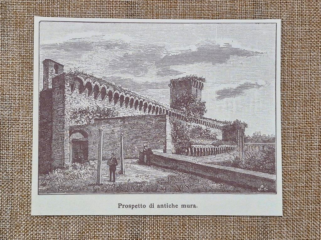 Massa Marittima nell'800 Prospetto di antiche mura Grosseto Toscana