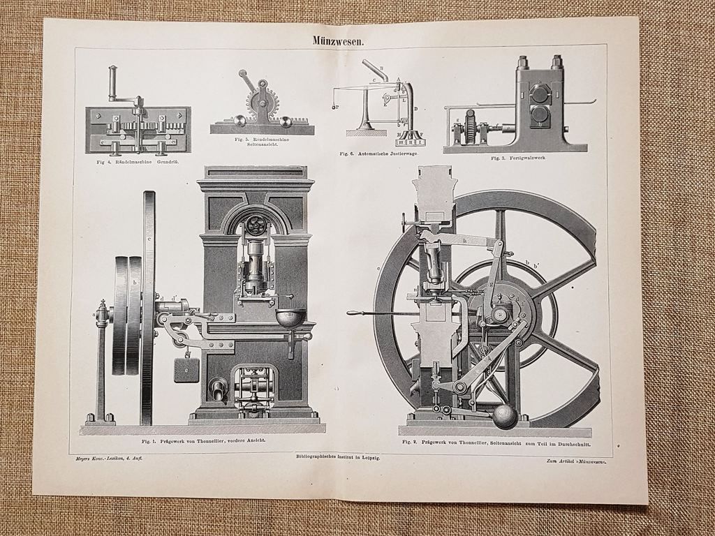Meccanismo per il conio Invenzione Tavola del 1890