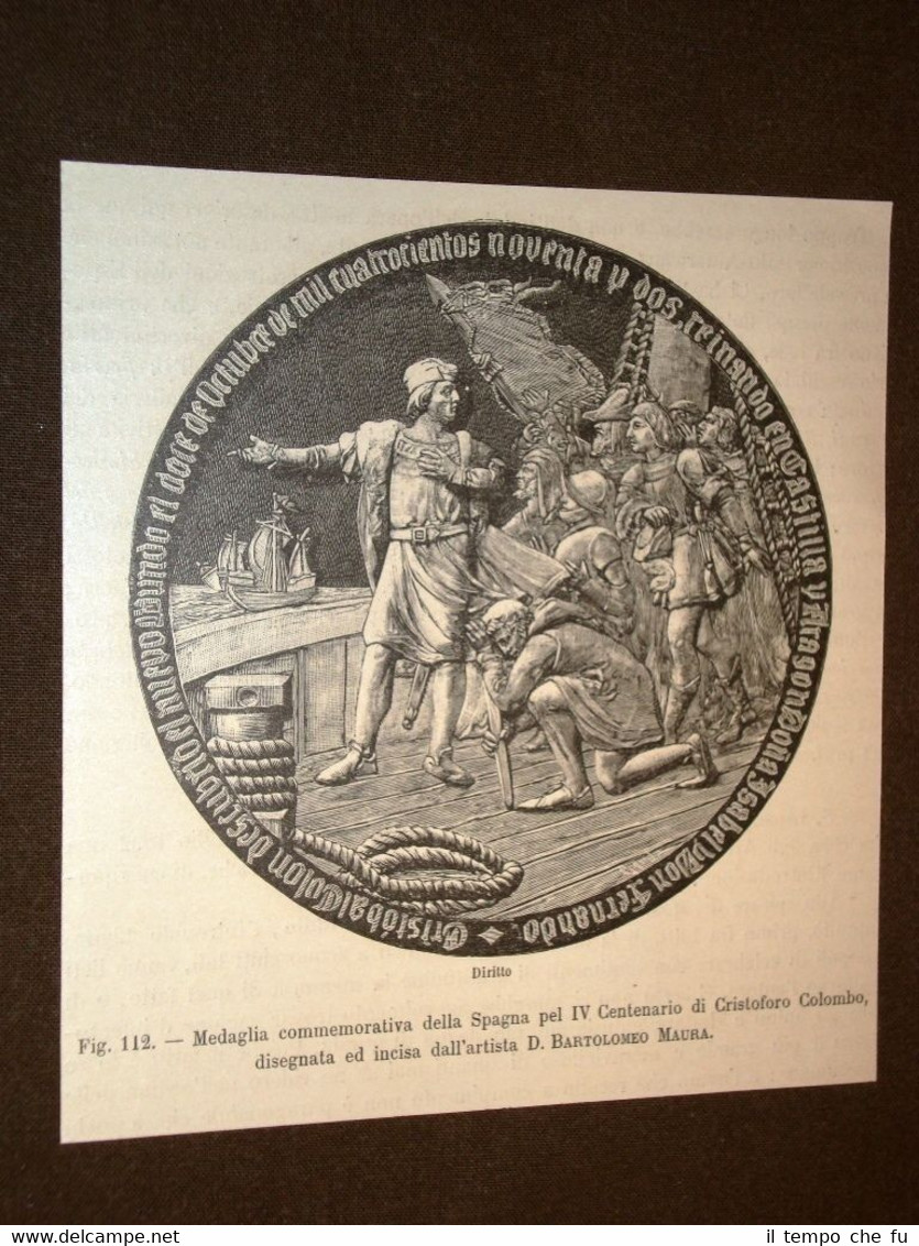 Medaglia della Spagna per il 4° centenario di C. Colombo …