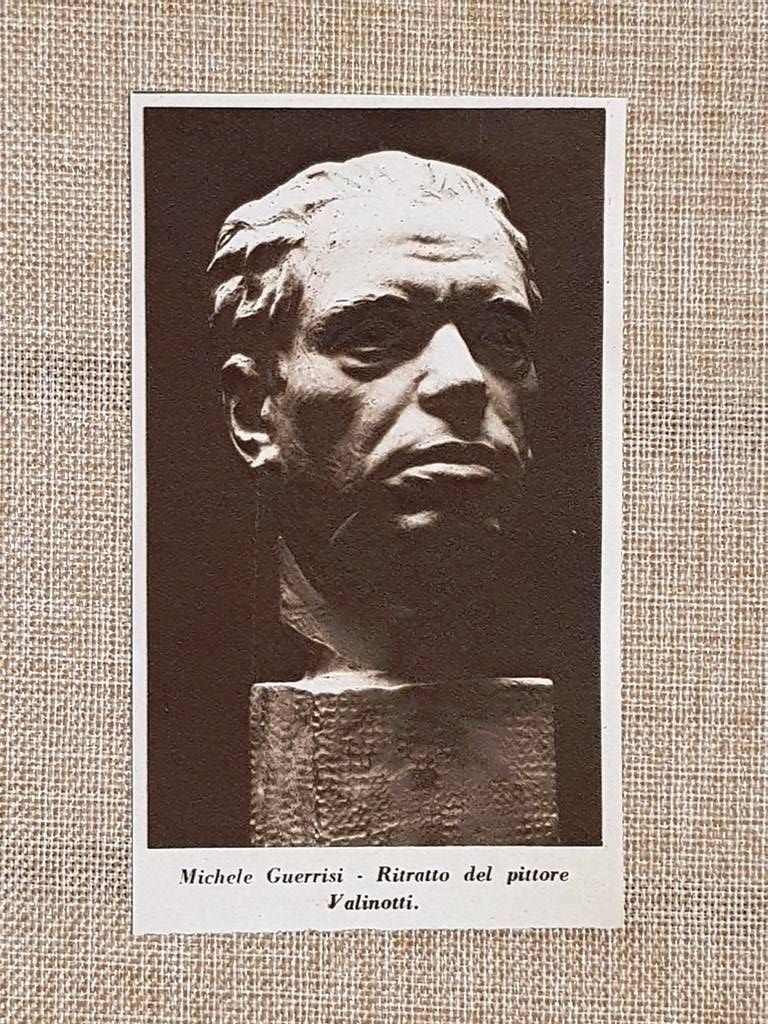 Michele Guerrisi Ritratto del pittore Valinotti Scultura Stampa del 1930