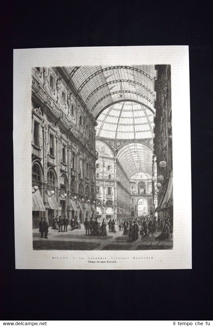 Milano - La Galleria Vittorio Emanuele Incisione del 1876