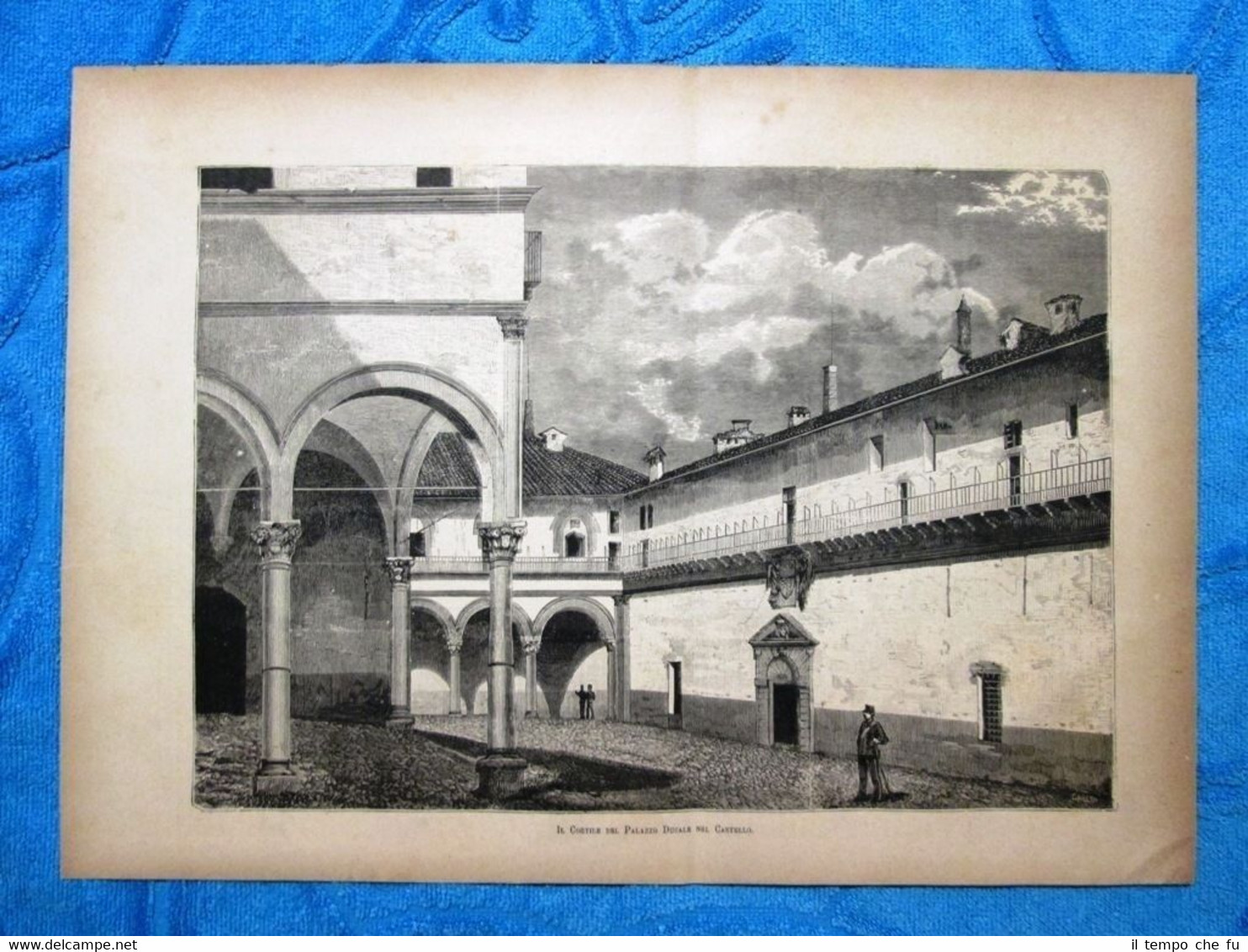 Milano 1882 - Il Cortile del Palazzo Ducale nel Castello