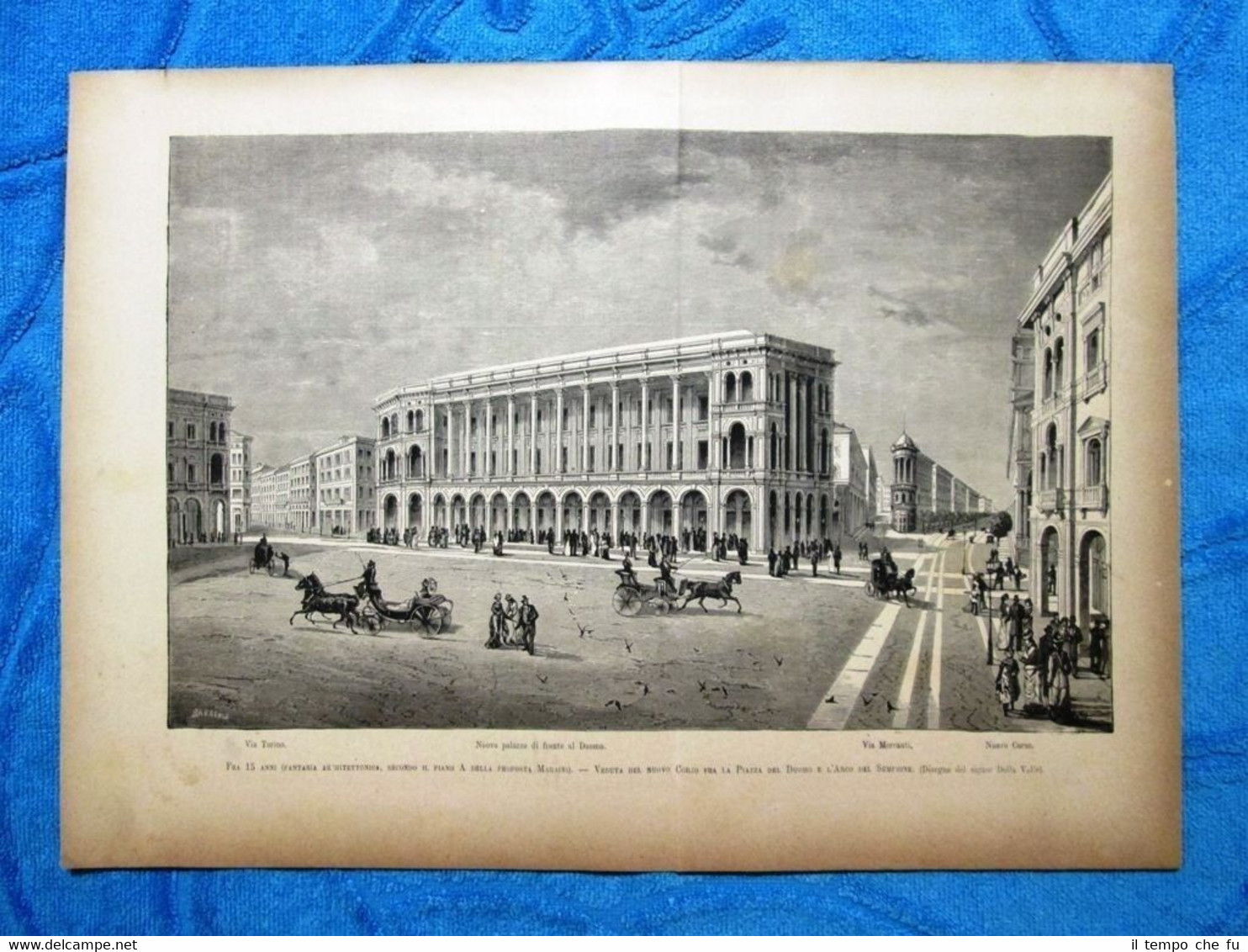 Milano 1882 - Veduta del nuovo Corso fra Piazza del …