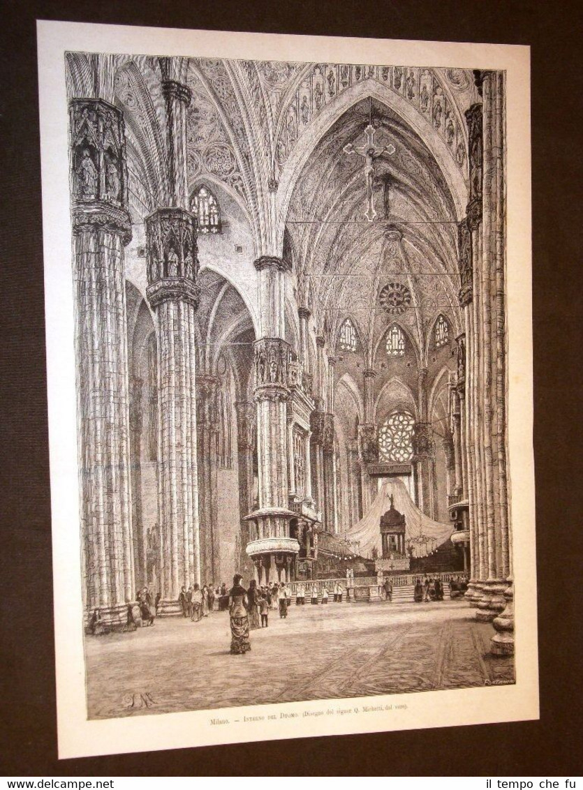 Milano nel 1881 Interno del Duomo Disegno di Q.Michetti