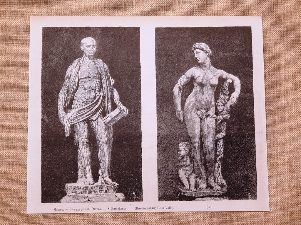 Milano nel 1881 Statue del Duomo San Bartolomeo ed Eva …