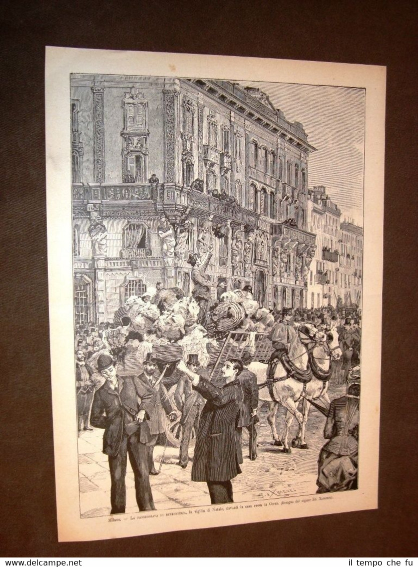 Milano nel 1883 Passeggiata di beneficienza davanti casa rossa in …