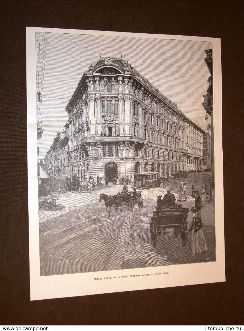 Milano nel 1891 Il Corso Sempione con carrozze e tram …