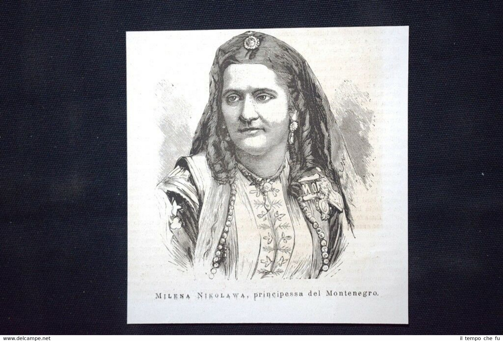 Milena Nikolawa, principessa del Montenegro Incisione del 1876