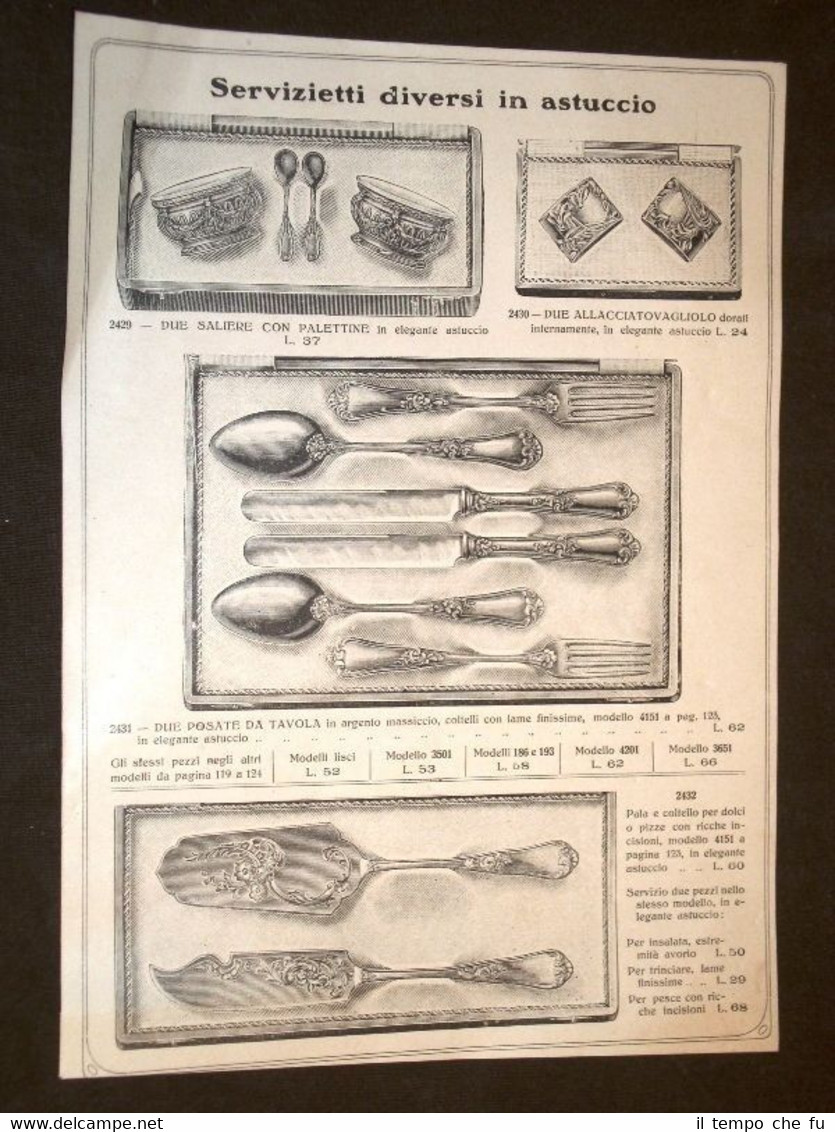 Moda e Costume Catalogo d'Epoca Servizi d'argento in astuccio