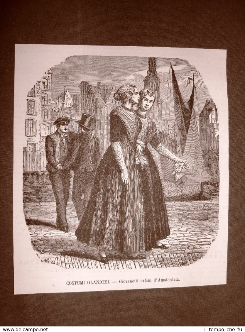 Moda e costume Giovani orfani d'Amsterdam nel 1866 Olanda o …
