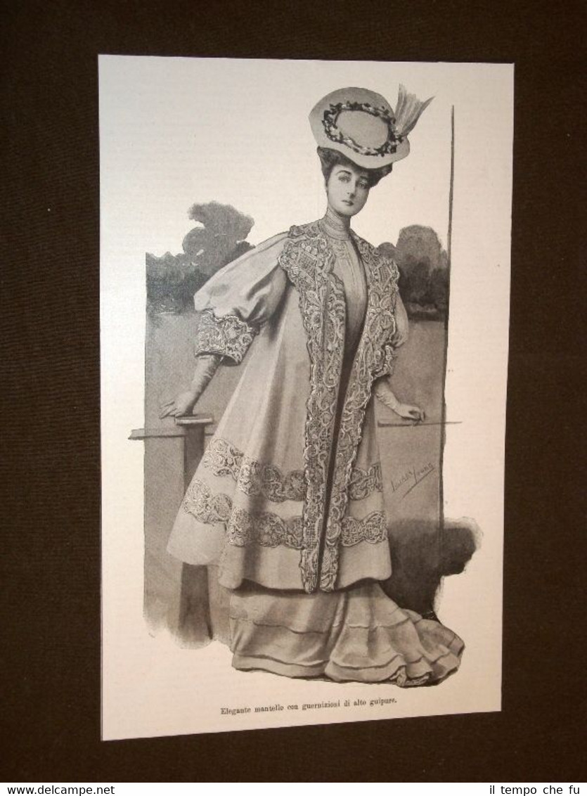 Moda e costume nel 1905 Elegante mantello con guarnizioni in …