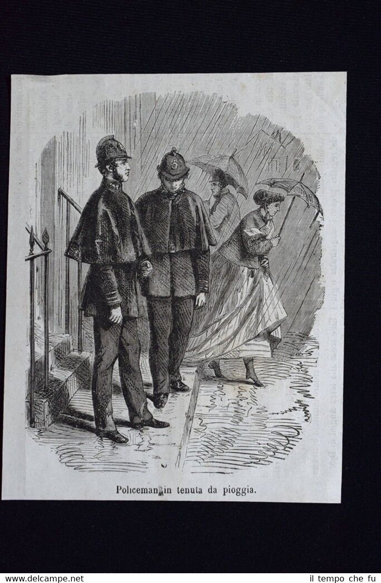 Moda e costume-Poliziotti in tenuta da pioggia,in Inghilterra Incisione del …