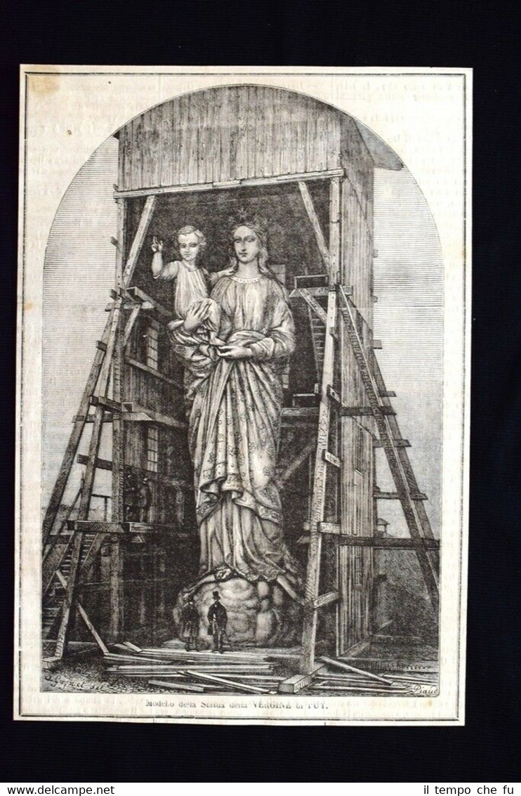 Modello della Statua della Vergine di Puy Incisione del 1869