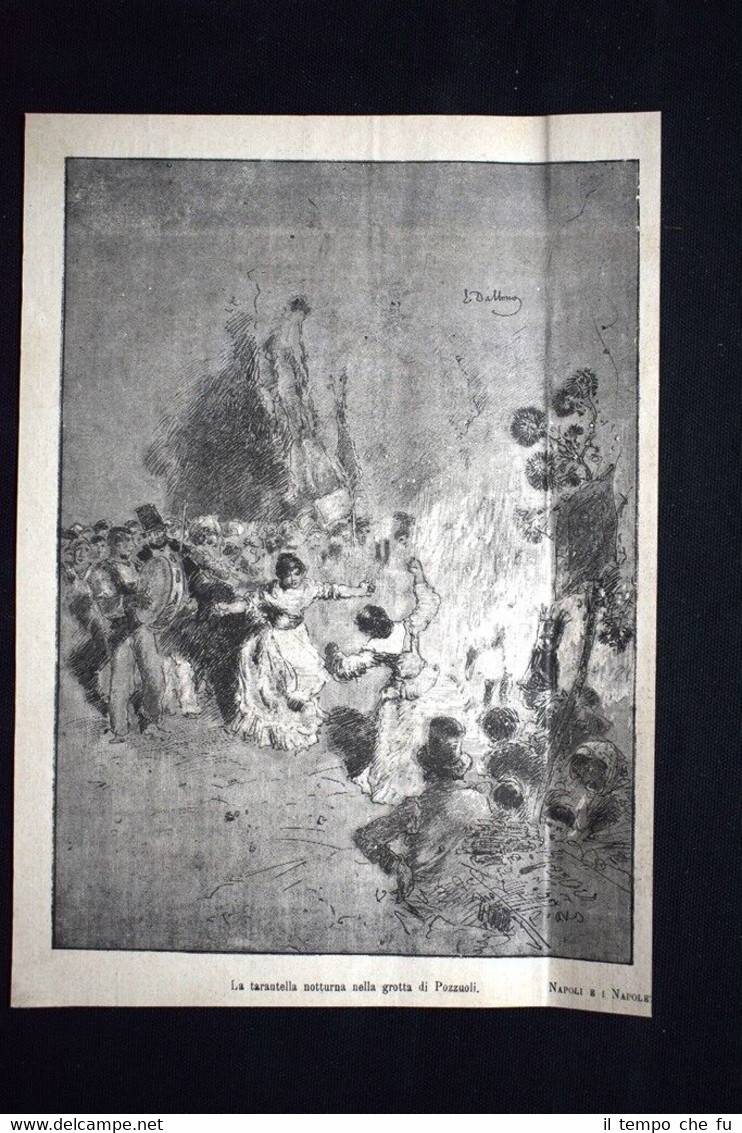 Napoli: La tarantella notturna nella grotta di Pozzuol Incisione del …