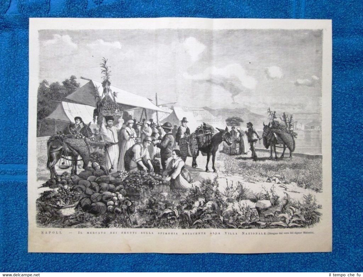 Napoli nel 1877:Mercato dei frutti sulla spiaggia adiacente alla villa …