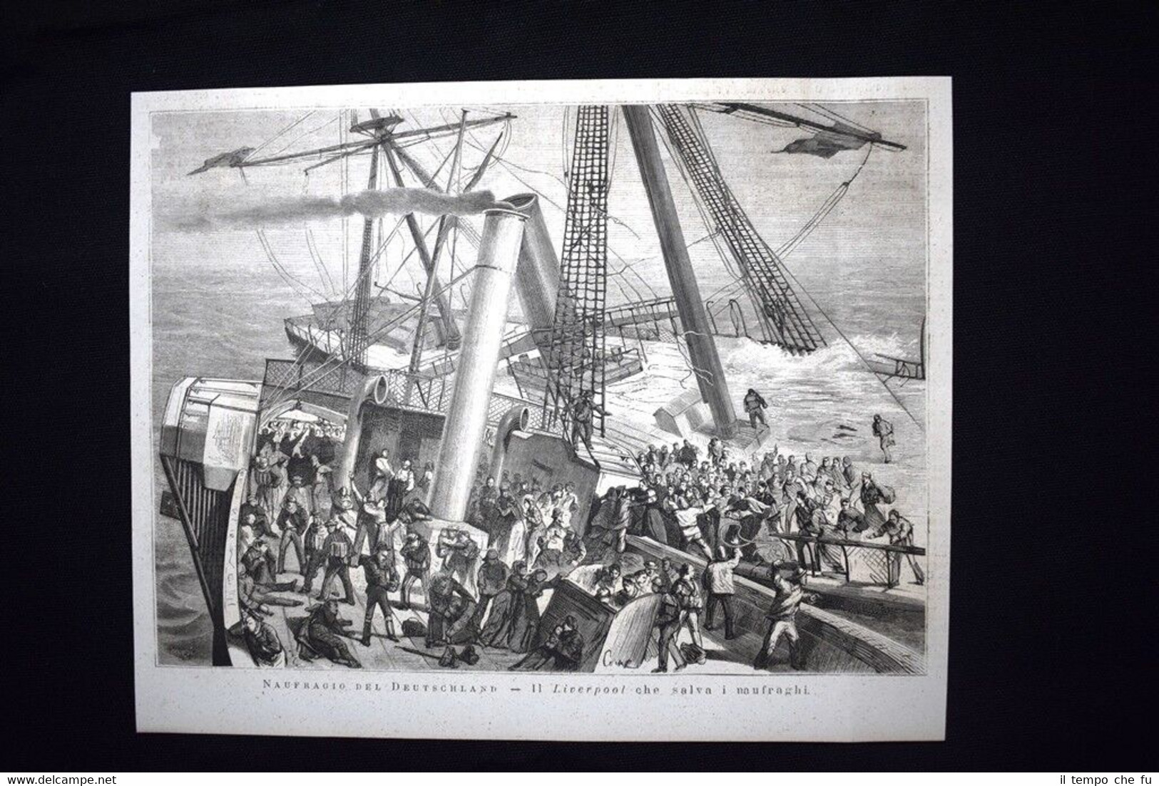 Naufragio del Deutschland-Il Liverpool che salva i naufraghi Incisione del …