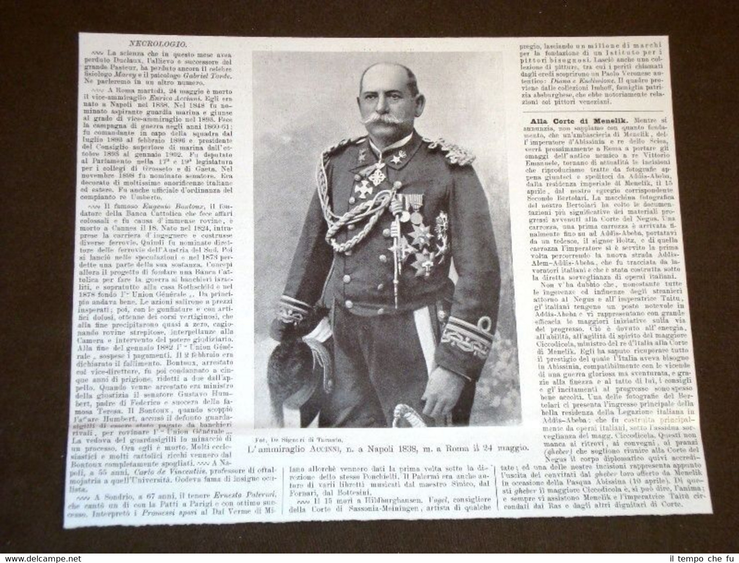 Necrologio del 1904 Ammiraglio Accini Nato a Napoli nel 1838 …