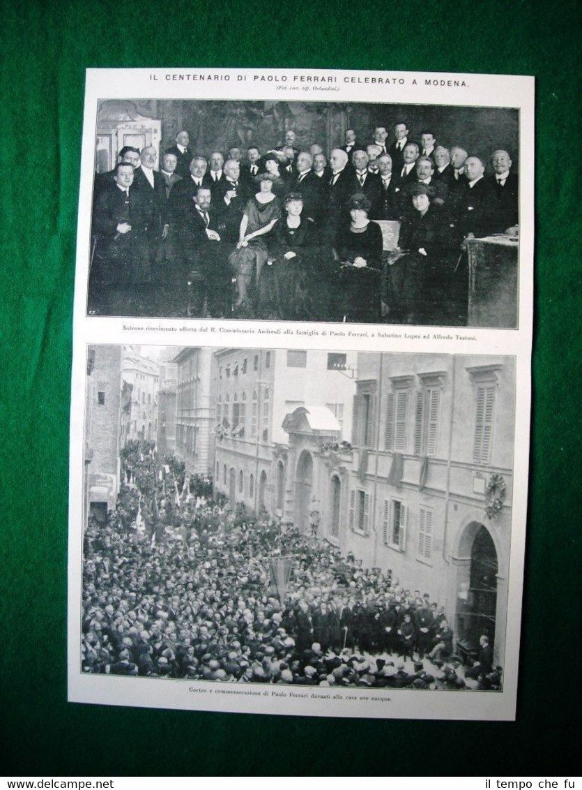 Nel 1922 Modena centenario Paolo Ferrari Commissario Andreoli, S. Lopez, …