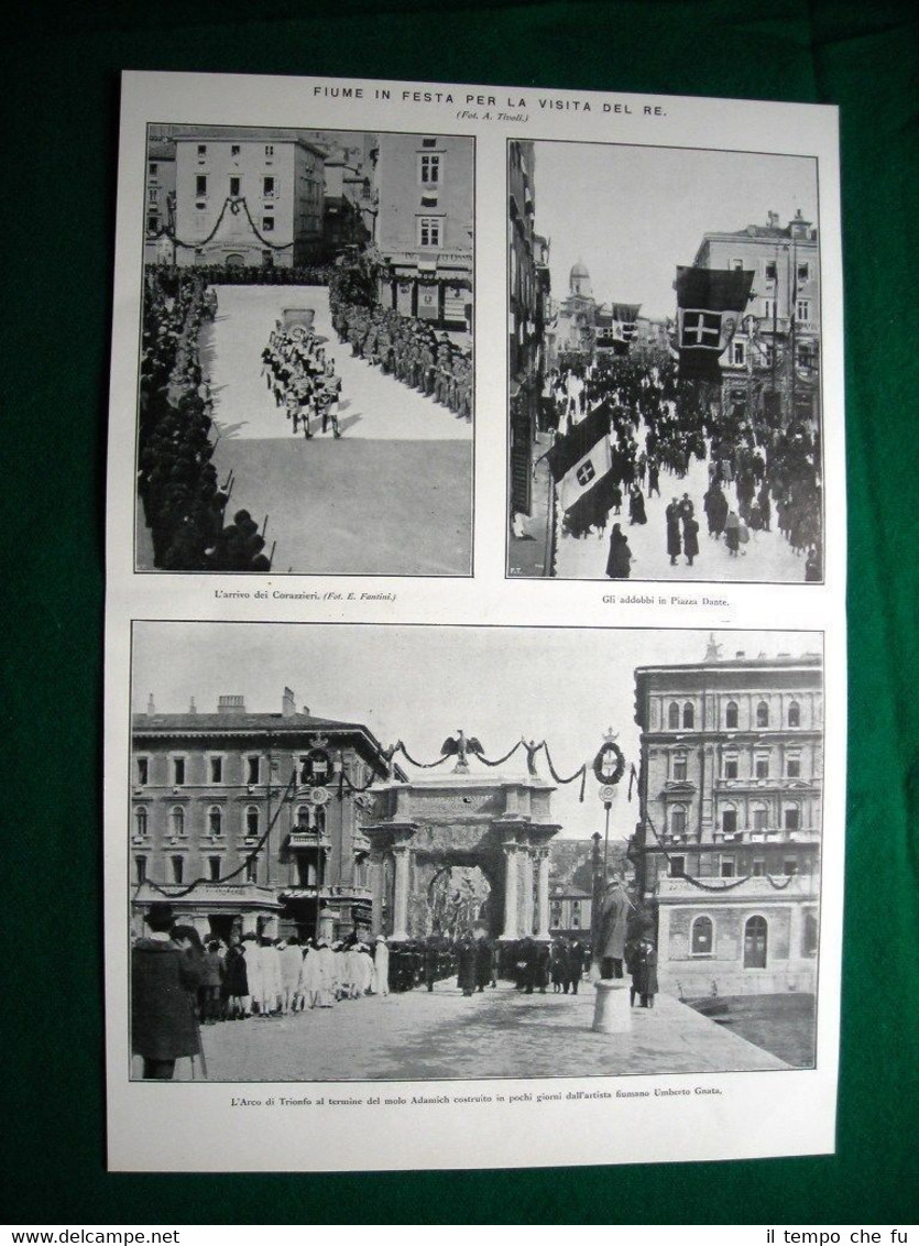 Nel 1924 Fiume arrivo corazzieri Piazza Dante sen. Contarini G. …
