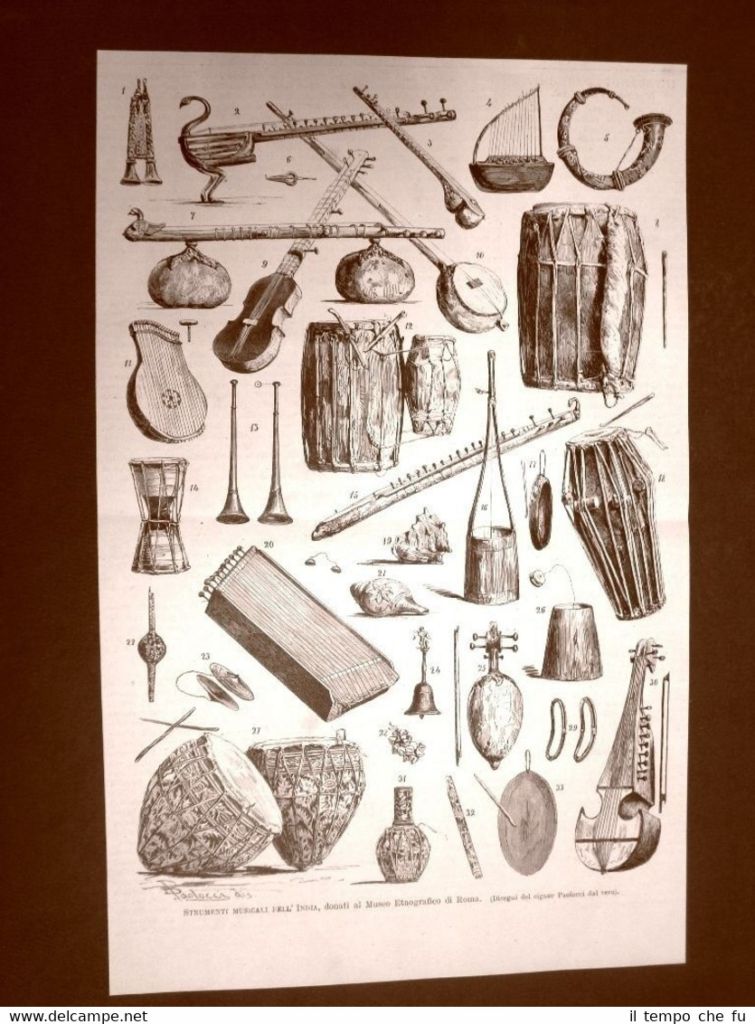 Nel Museo etnografico di Roma nel 1877 Strumenti musicali dell'India …