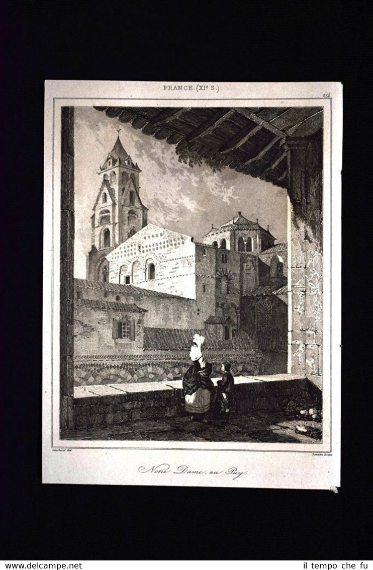 Notre Dame au Puy-en-Velay, France Incisione del 1850 L'Univers pittoresque