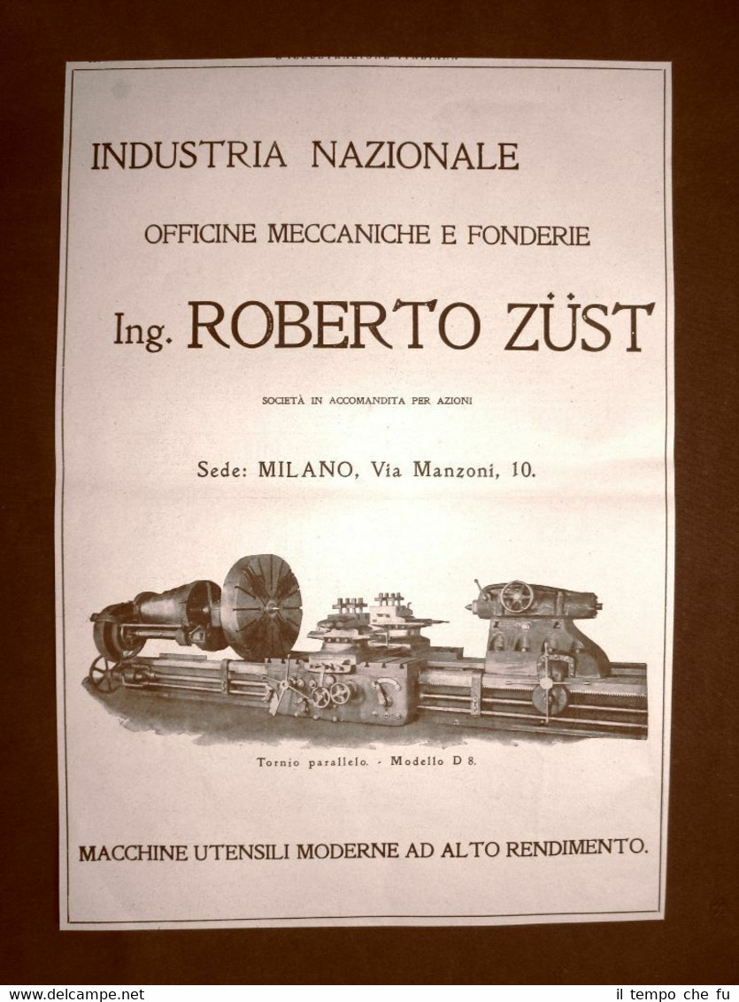 Officine Ing.Roberto Zust Milano Tornio parallero Modello D8 Pubblicità del …