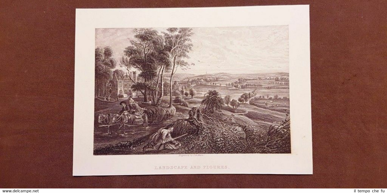 Paesaggio e figure - Rubens Acquaforte del 1888