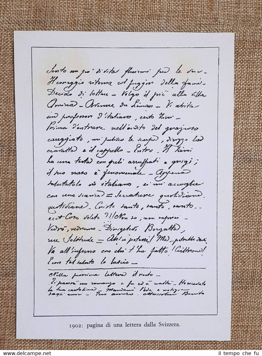 Pagina di una lettera scritta dalla Svizzera dal Duce Benito …