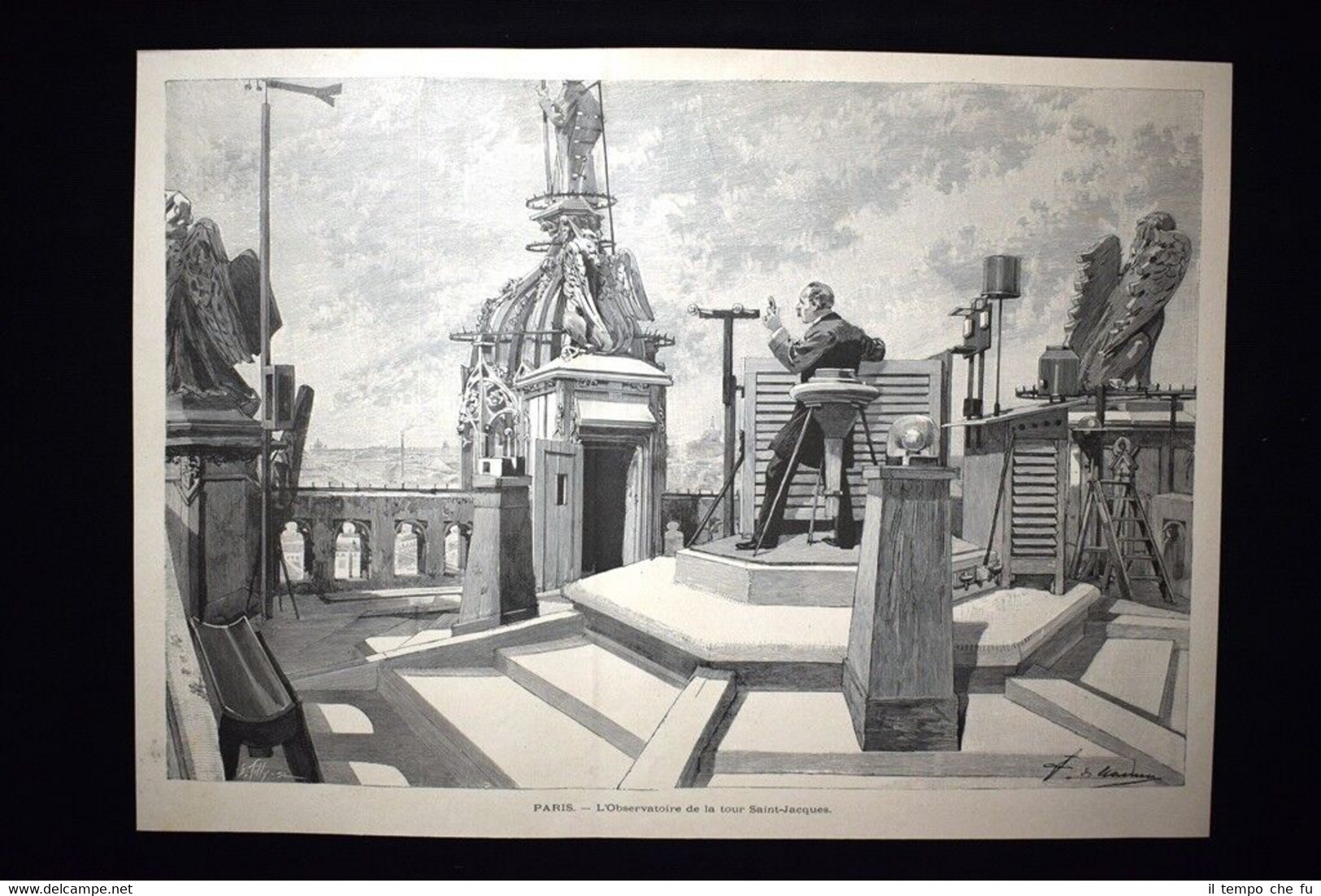 Parigi - L'Osservatorio della torre San Giacomo Incisione del 1894