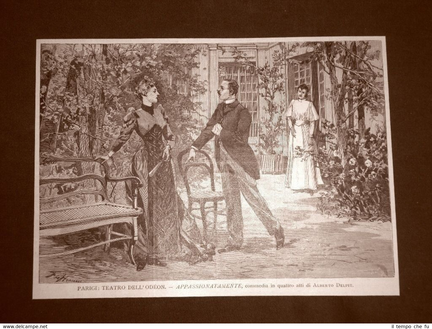 Parigi nel 1891 Teatro dell'Odeon Appassionatamente Commedia di Delpit Francia