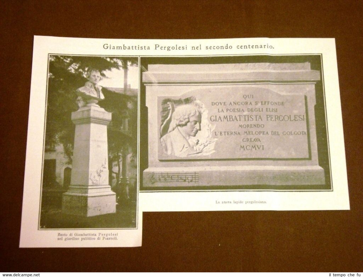 Per il 2° centenario di Giambattista Pergolesi Busto nel giardino …